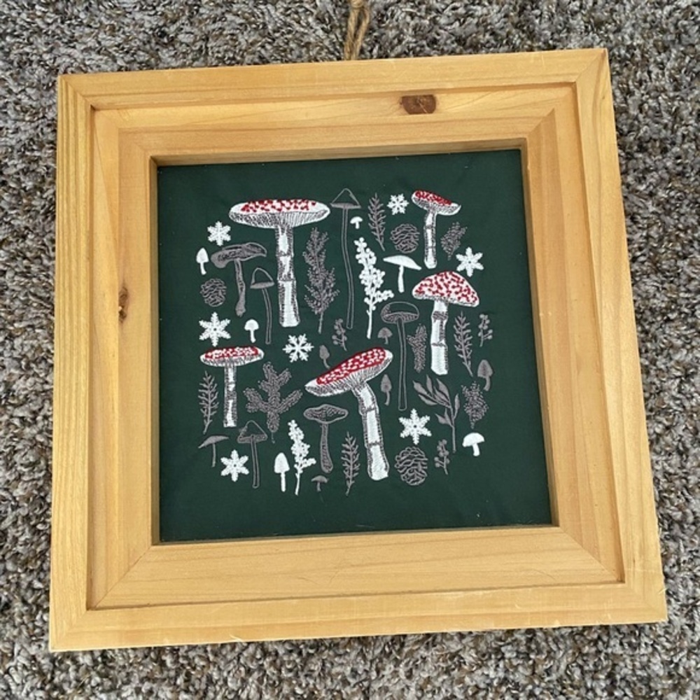 Wooden Framed Mushroom Art